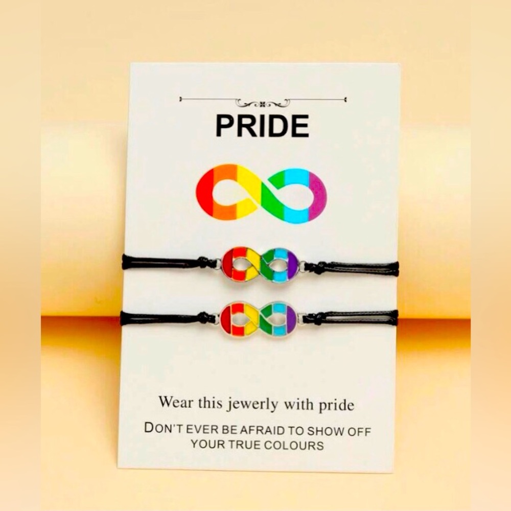 🌈PRIDE 2PC Set String Adjustable Infinity Bracelets Unisex NWT